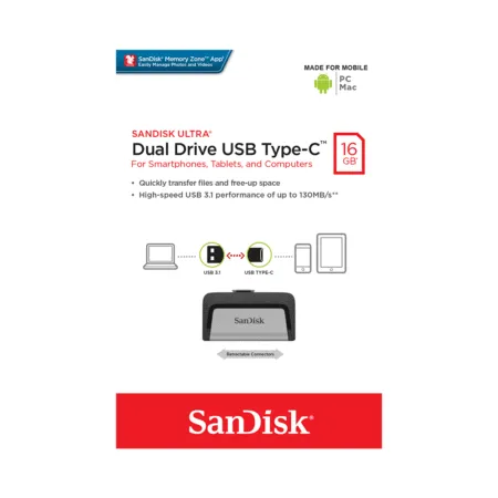Usb Sandisk Ultra Dual Otg Type C Usb 3 1 Ddc2 16gb Sdddc2 016g G46 1