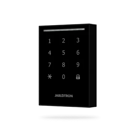 Jablotron JA-121E-BK - Module kiểm soát ra-vào tích hợp đầu đọc từ và bàn phím cảm ứng mặt kính cường lực màu đen